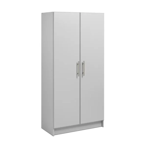 Prepac Adjustable Shelves Cabinet - Functional Tall Garage Table, 16"d x 32"w x 65"h Freestanding Garage Cabinet with 2 - Doors, Light Gray - GES - 3264