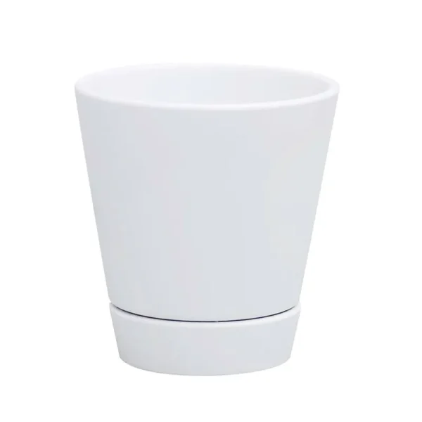 Mainstays Pottery 4 inch Matte White Ceramic Planter with Saucer