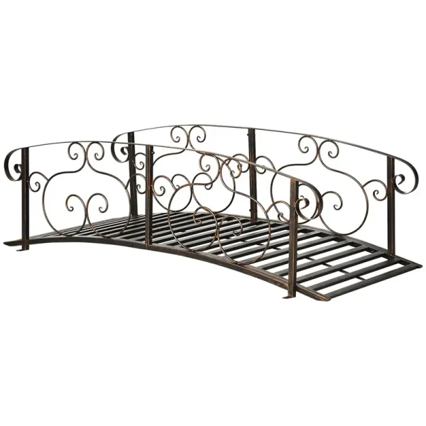 Demi Bonn 6 Ft. Metal Garden Bridge with Safety Side Rails, Decorative Classic Arc Footbridge for Your Backyard Ponds, Creeks, Streams, Bronze