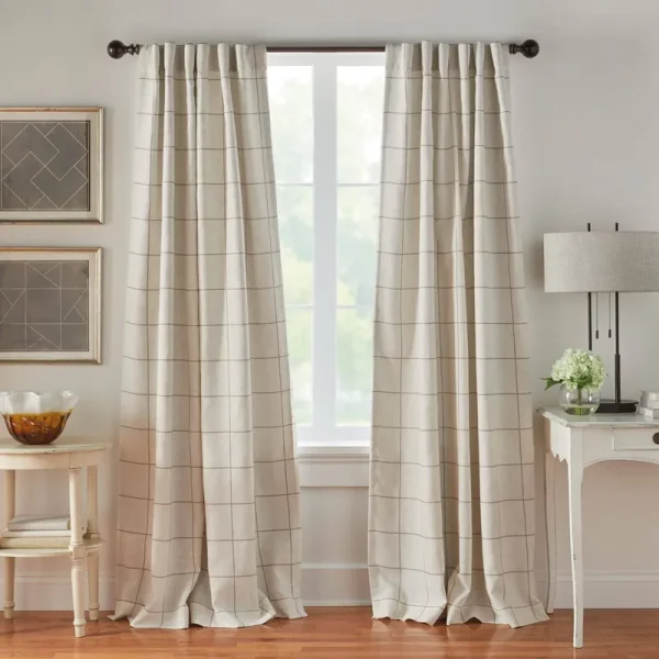 Elrene Brighton Windowpane Plaid Blackout Window Curtain Panel, 52-in. W x 84-In. L
