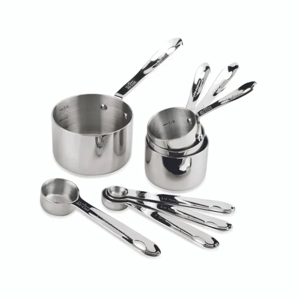 All Clad Stainless Steel Standard Size 8 Piece Measuring Cup Spoon Set