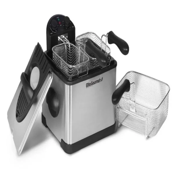 Elite EDF-401TX 4qt Dual Deep Fryer with 3 Baskets