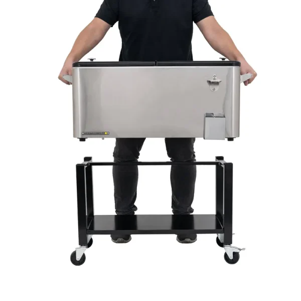 Permasteel 80-Qt Outdoor Patio Cooler with Removable Basin Color: Stainless Steel