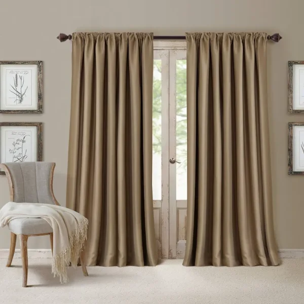 All Seasons Single Blackout Window Curtain Panel - 52" x 84" - Antique Gold - Elrene Home Fashions