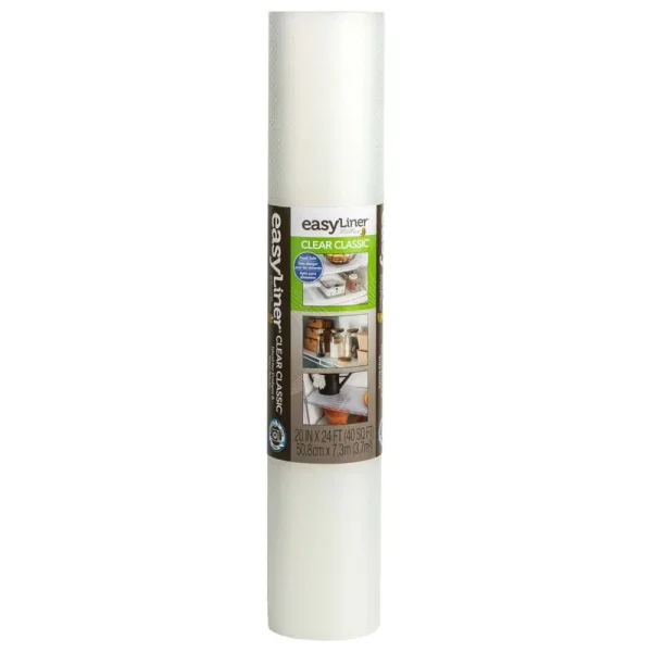 Duck Brand Clear Classic Easy Liner Shelf Liner, Non-Adhesive, Clear, 20 Inches x 24 Feet