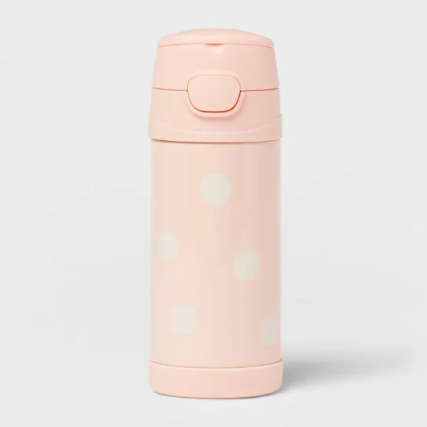 Pillowfort Polka Dots Portable Drinkware Water Bottle - Pink - 12 oz