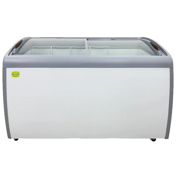 NSF 60 In. W 11.7 Cu. Ft. Commercial Freezer, Curved Glass Door Display Chest Freezer in White