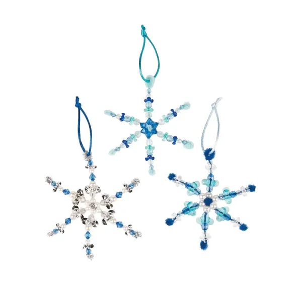 Beaded Snowflake Christmas Ornament Craft Kit - Makes 24, Craft Kits, Winter, 24 Pieces, Size: 4 1/2 inch, 13622508