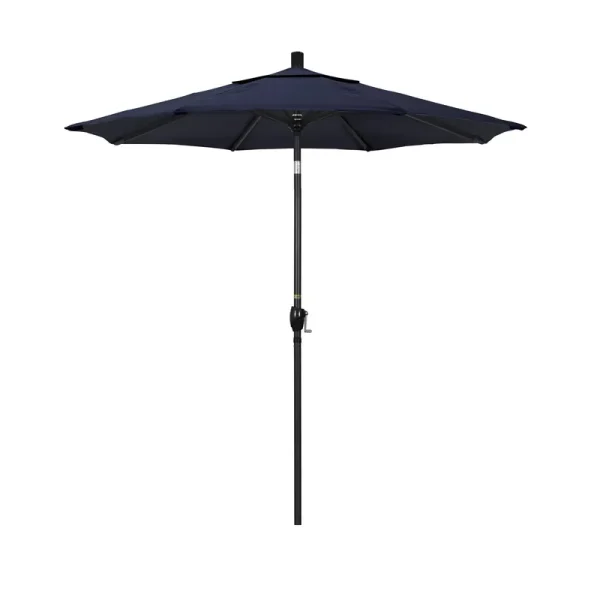 California Umbrella GSPT758302-5439 7.5 ft. Aluminum Market Umbrella Push Tilt - Matted Black-Sunbrella-Navy