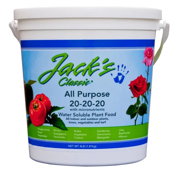 J R Peters Jacks Classic No.4 20-20-20 All Purpose Fertilizer, Size: 4 lbs, White