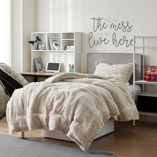 Peak of Cozy - Coma Inducer Oversized Comforter Set - Chevron Frosted Taupe - Twin XL