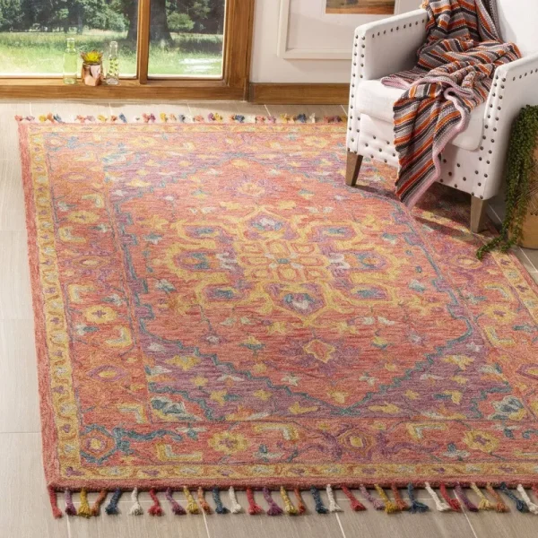 Vahakn Hand-Tufted Wool Pink Area Rug Bungalow Rose Rug Size: Rectangle 4' x 6'