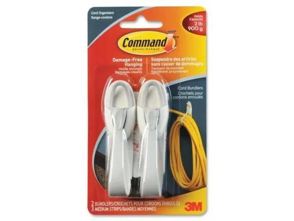 3M Cable Bundler with Command Adhesive - Cable Bundler - White - 2 Pack