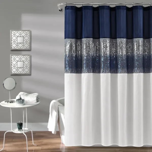 Lush Decor Night Sky 72" x 78" Shower Curtain in Navy/White