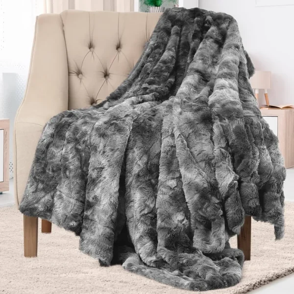 Everlasting Comfort Luxury Polyester Throw Blanket - Soft 65x50 Gray