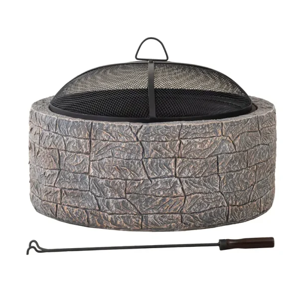 Sunjoy Stone 26 inch Round Wood-Burning Fire Pit