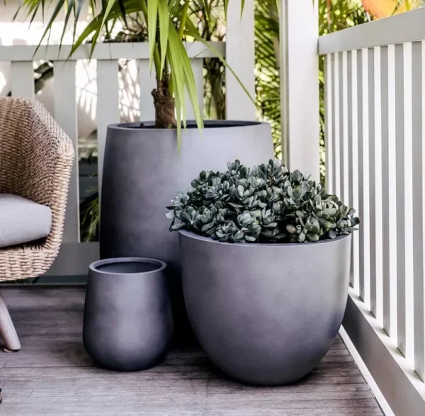Dorlis Fiberstone Pot Planter Orren Ellis Size: 15" H x 18" W x 18" D, Color: Gray