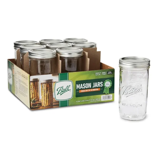 Ball Pint & Half Jars, Wide Mouth, 24 oz capacity - 9 count