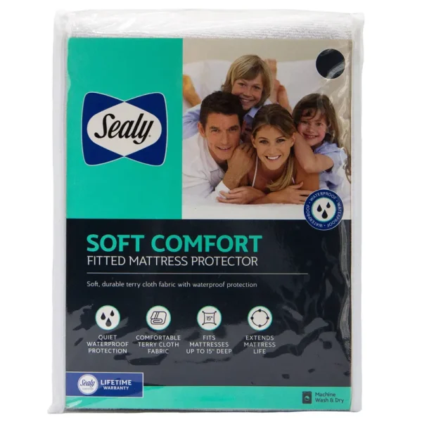 Sealy Soft Comfort Fitted Mattress Protector - White - King