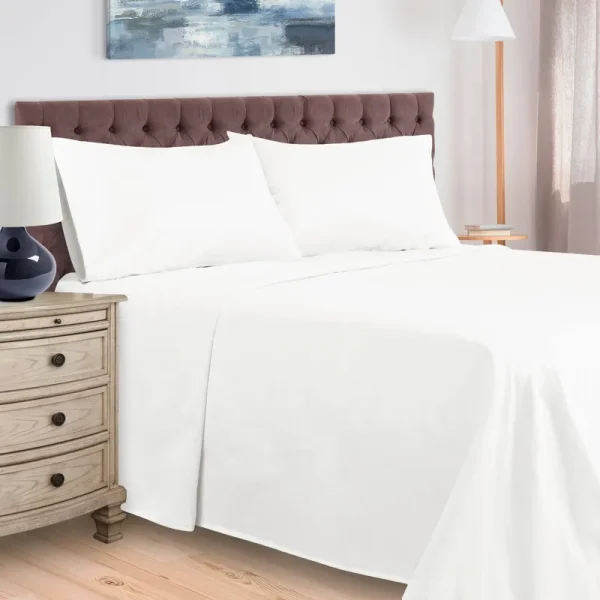 Superior 400 Thread Count Egyptian Cotton Sateen Olympic Queen Bed Sheet Set (White - Extra Deep Pocket/Deep Pocket)