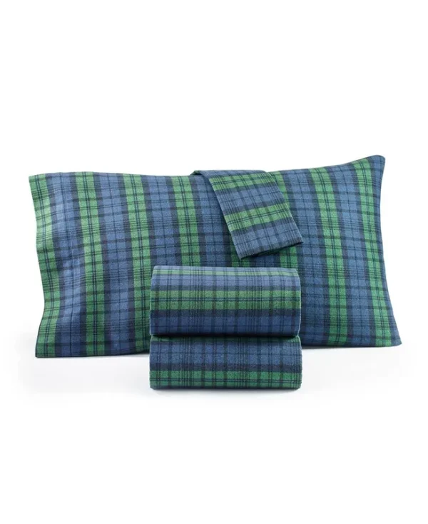 Charter Club Printed Flannel Cotton 4-pc. Sheet Set, King, Created for Macy's - Tartan