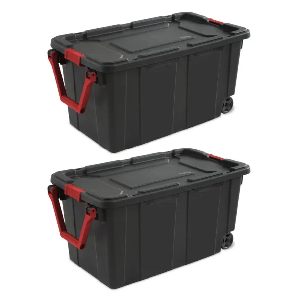 Sterilite 40 gal. Wheeled Industrial Tote Black Set of 2