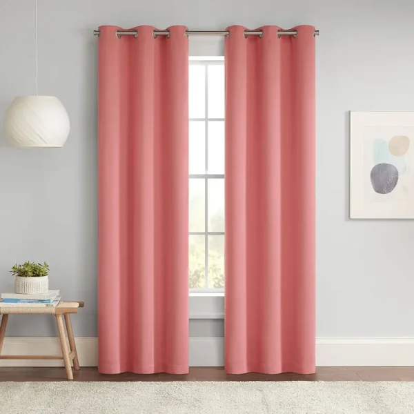 Eclipse Darrell Energy Saving Blackout Grommet Curtain Panel 63-In. Length, Coral