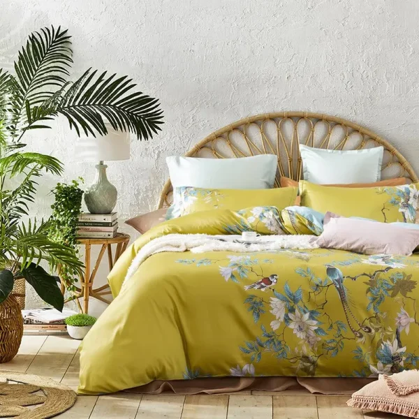 Juhl Botanical Bird and Tree Branches Reversible Duvet Cover Set World Menagerie Size King + 2 Shams