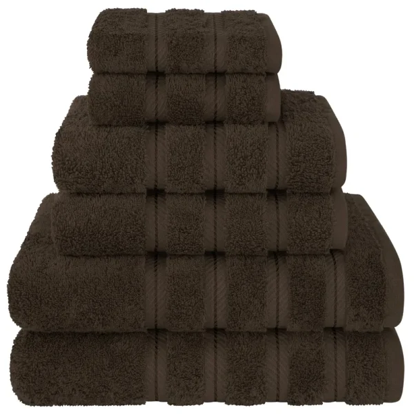 American Soft Linen 100% Turkish Cotton 6 Piece Towel Set - Brown