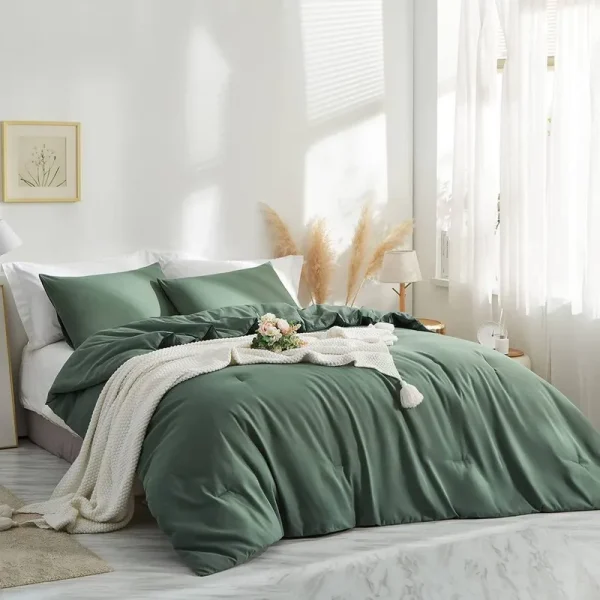 Talmage Microfiber 3 Piece Comforter Set Eider & Ivory Color: Light Green, Size: Queen Comforter + 2 Standard Pillowcases