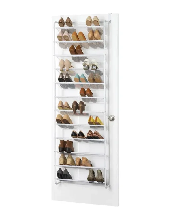 Whitmor 36 Pair Mesh Over The Door Shoe Rack, White