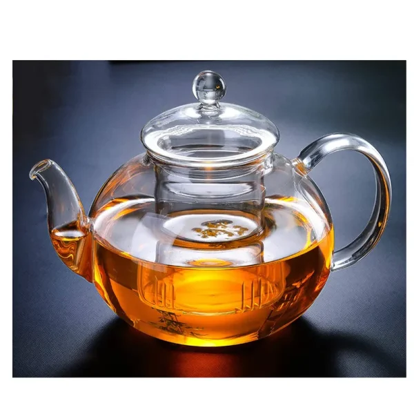 Glass Teapot Stovetop Safe, 40.6oz/1200ml Clear Teapot with Removable Infuser, Loose Leaf and Blooming Tea Maker