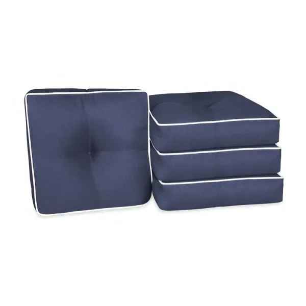 Outdoor/ Indoor 4-Piece Wicker Seat Cushion Set for Patio Furniture - Navy