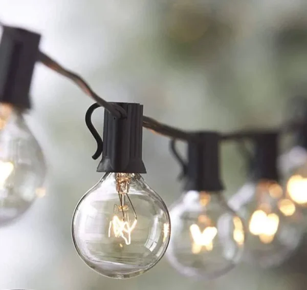 Lemontec String Lights,25ft Vintage Backyard Patio Lights with 25 Clear Globe Bulbs-UL
