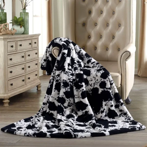 Members Mark Luxury Faux Fur Throw - Black Cow