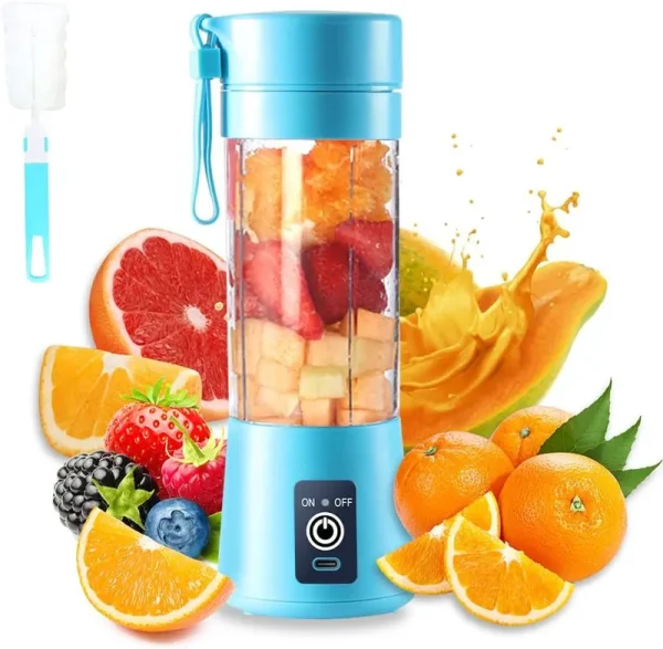 Portable Blender Cup,Electric USB Juicer Blender,Mini Blender Portable Blender for Shakes and Smoothies, juice,380ml, Six Blades Great for Mixing
