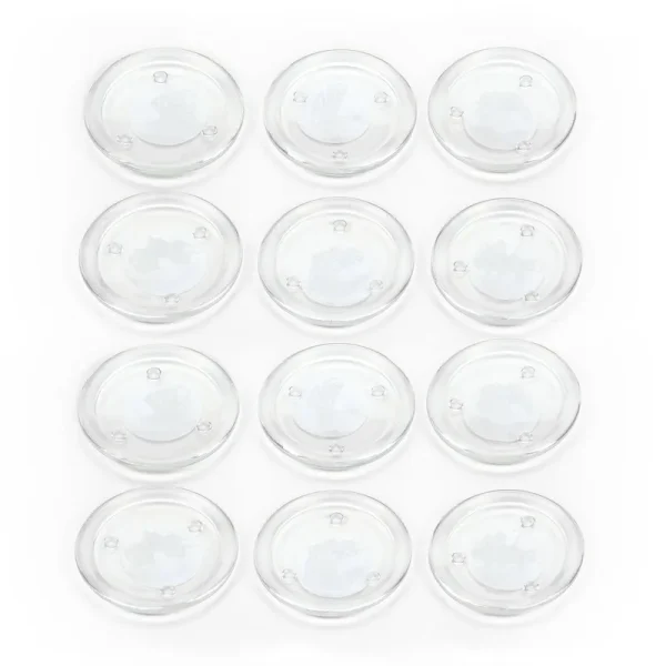 Hosley's Set of 12 Clear Glass Pillar Plates - 4" Diameter. Ideal or Use for Weddings, Parties, Spa, Pillar or Votive Candle