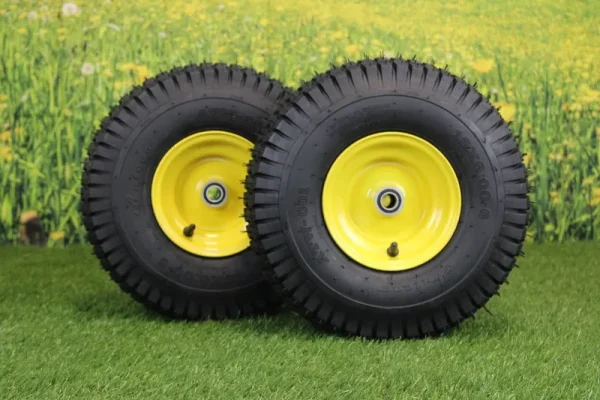 Antego Tire and Wheel 15x6.00 - 6 Tires & Wheels 4 Ply for Lawn & Garden Mower Turf Tires .75" Bearing (SET OF 2)