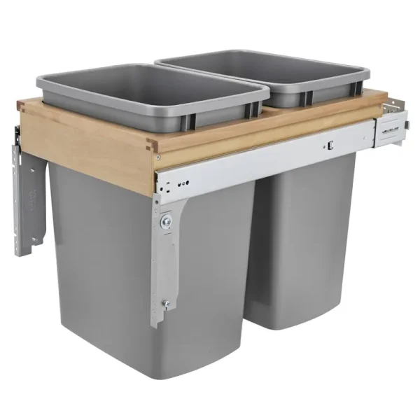 Rev-A-Shelf Double 35 Quart Top Mount Waste Container Natural 4WCTM-18BBSCDM2