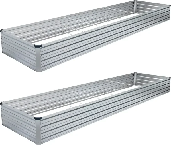 2PCS 12x4x1ft Galvanized Raised Garden Bed, Raised Graden Bed Kit - Square Metal Garden Bed, Large Planter Raised Bed Outdoor, Garden Box for Vegetables, Flower, Herb - Sliver(One Box of Two Pieces)