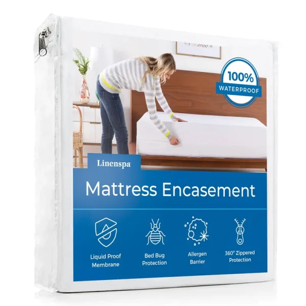 Linenspa Waterproof Zippered Encasement Mattress Protector, Twin-XL