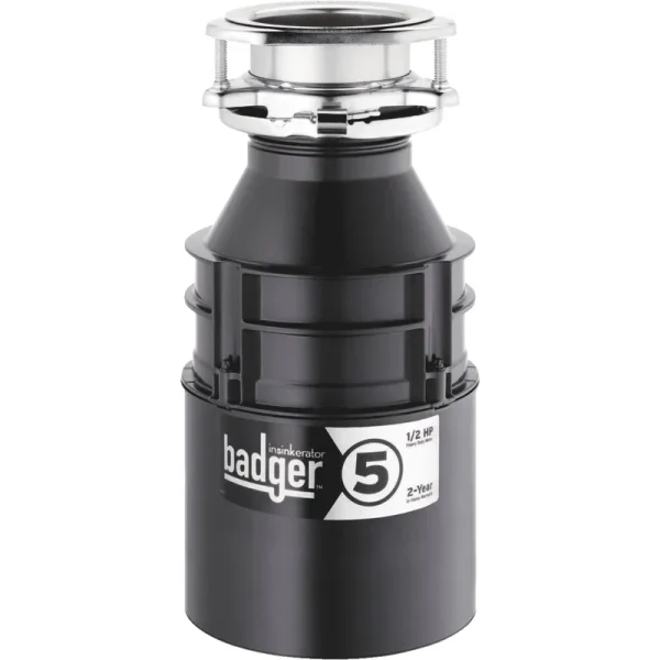 InSinkErator Badger 5 1/2 HP Garbage Disposal, Black, 6.75" x 12.625"