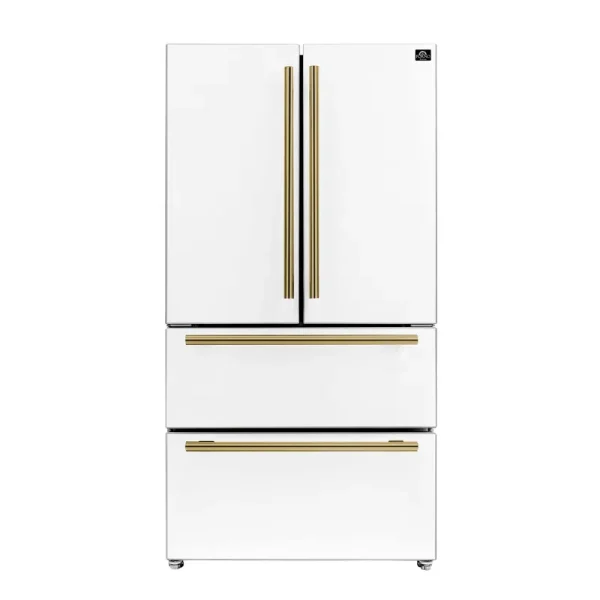 Forno Espresso Moena 36-Inch French Door Refrigerator in White, 19.2 Cu.Ft