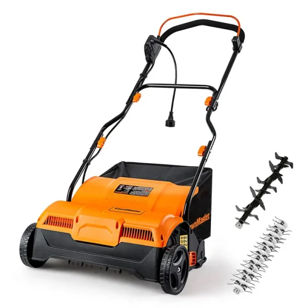 LawnMaster GVB1316 Electric 16 13 Amp Dethatcher and Scarifier with 12 Gallon Collection Bag, Size: One size, Orange