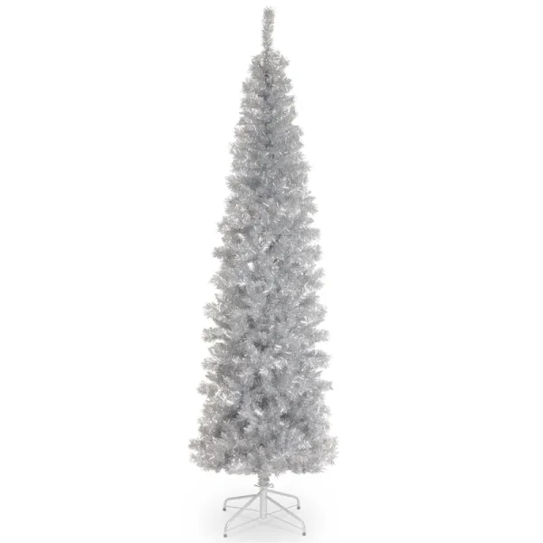 National Tree Company Artificial Tinsel Christmas Tree, Silver