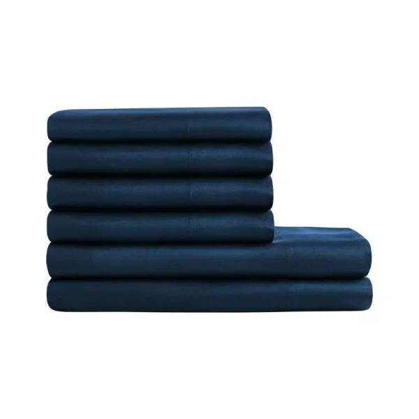 Hotel Style 6-Piece 1,000-Thread-Count Egyptian Cotton-Rich Luxury Bed Sheet Set, Queen, Marine Deep