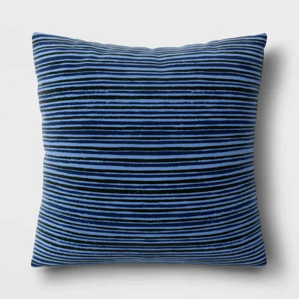 15"x15" Striped Square Outdoor Throw Pillow Blue - Room Essentials