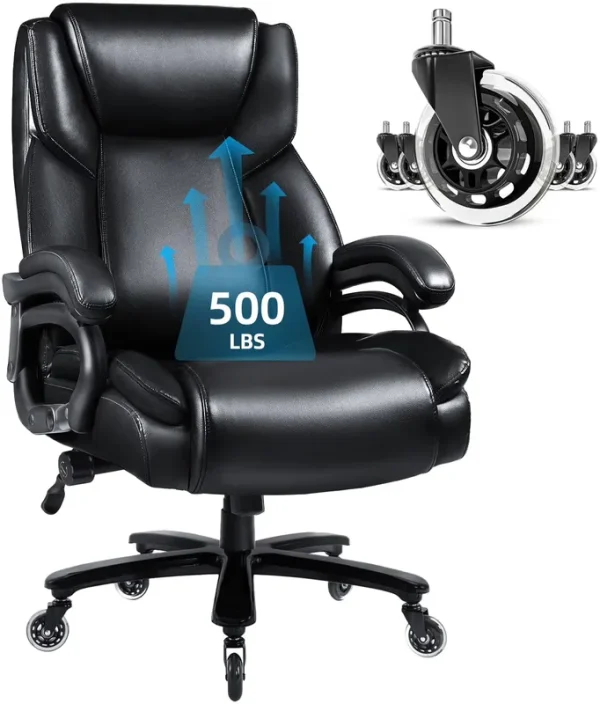 Waleaf Heavy Duty Big and Tall Office Chair 500 lb with Adjustable Lumbar Support, High Back Office Chair for Adults
