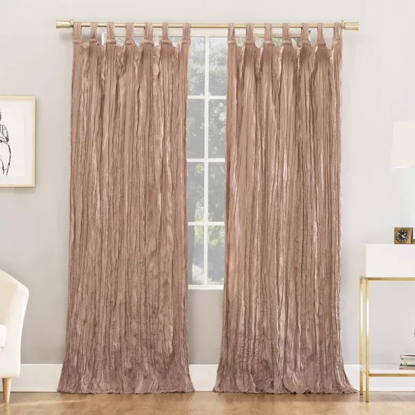 No. 918 Odelia 50" x 84" Distressed Velvet Semi-Sheer Tab Top Curtain Panel