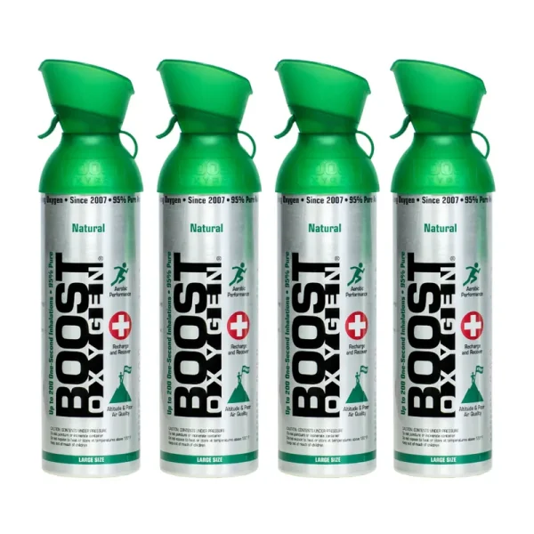 Boost Oxygen Natural Portable 10 Liter Pure Canned Oxygen Canister (4 Pack)